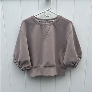Women's Gray Puff Sleeve Top